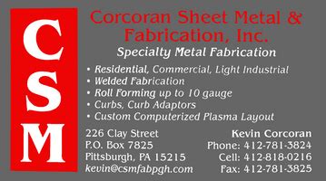 corcoran sheet metal, Corcoran Sheet Metal & Fabrication Inc.